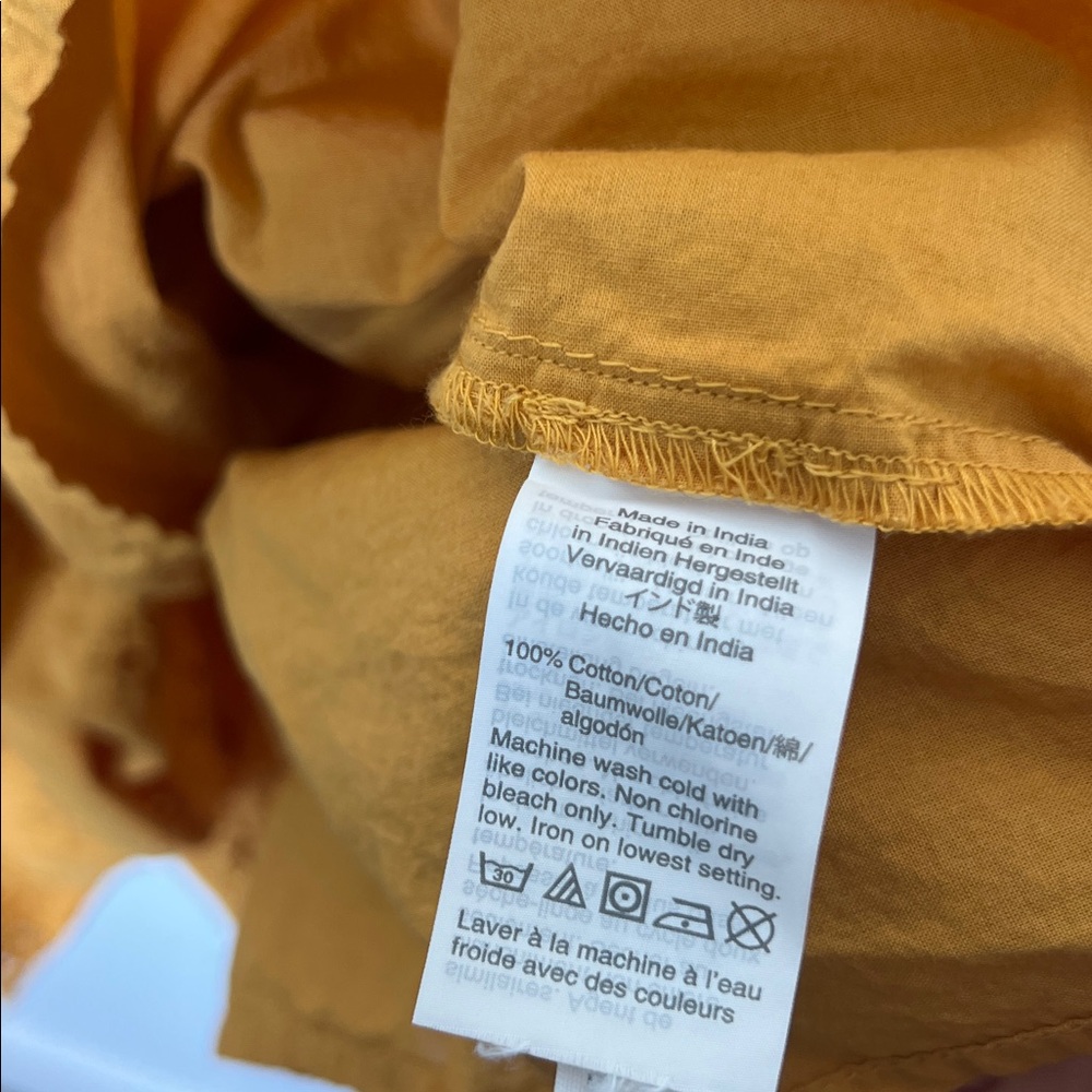 Madewell Eyelet Midi Dress Yellow Cotton Scalloped Hem Summer Size 4 L2364 - Picture 4 of 5